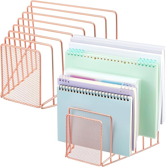 2 Pcs 7 Section Incline File Sorter Metal Wire Mesh File Rack by Chivertion