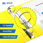 Easyview Premium 3-Ring Binders with Clear-View Covers and Round Rings, Binders for School or Office, 1.5 Inch, Pack of 6, Yellow