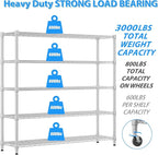 Homdox 5 Tier Heavy Duty Metal Wire Shelving - Image 5