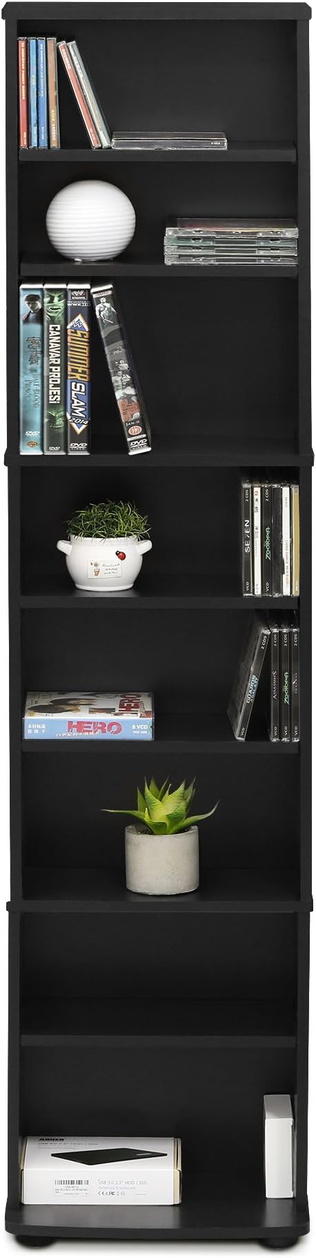 Furinno JAYA DVD Shelf, 8-Tier Tall Narrow CD Rack, Media Shelf - Image 5