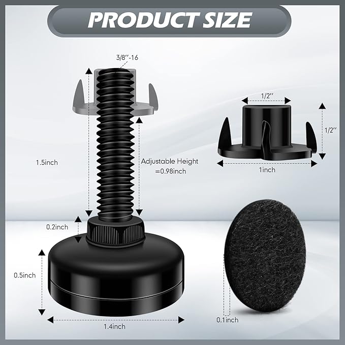 Holimax 10 Set Adjustable Furniture Leveling Feet, Adjustable Leg Levelers - Image 2
