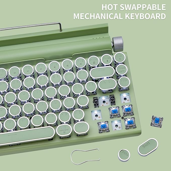 Adventurers Retro Typewriter-Style Mechanical Keyboard, 83 Keys, 75% Compact - Image 2