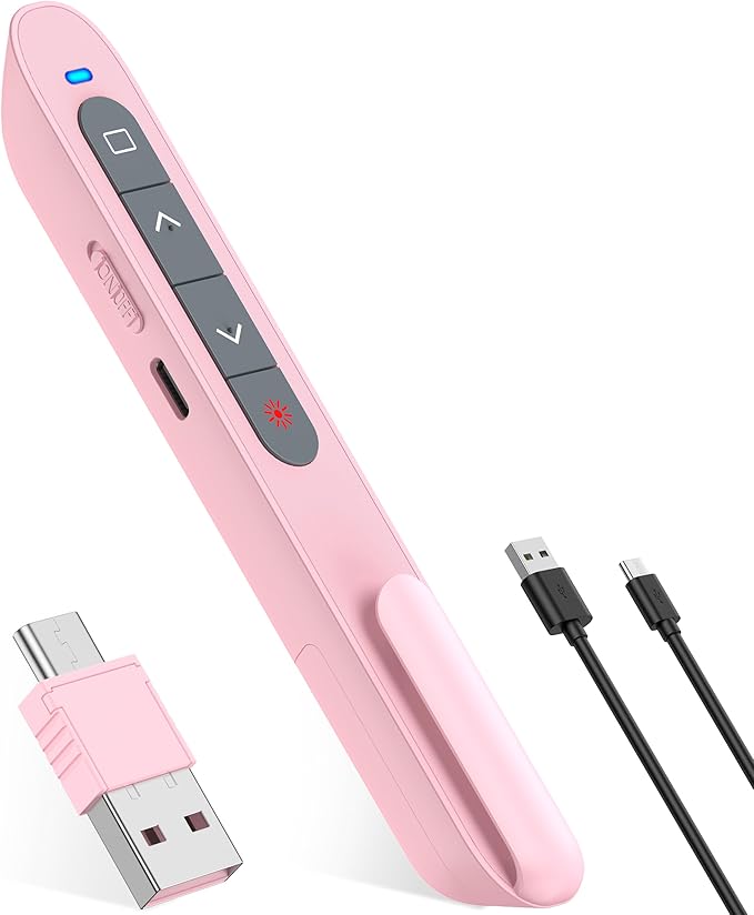 Presentation Clicker Rechargeable Pink Wireless Presentation Remote Presenter by HEYLACOOLX
