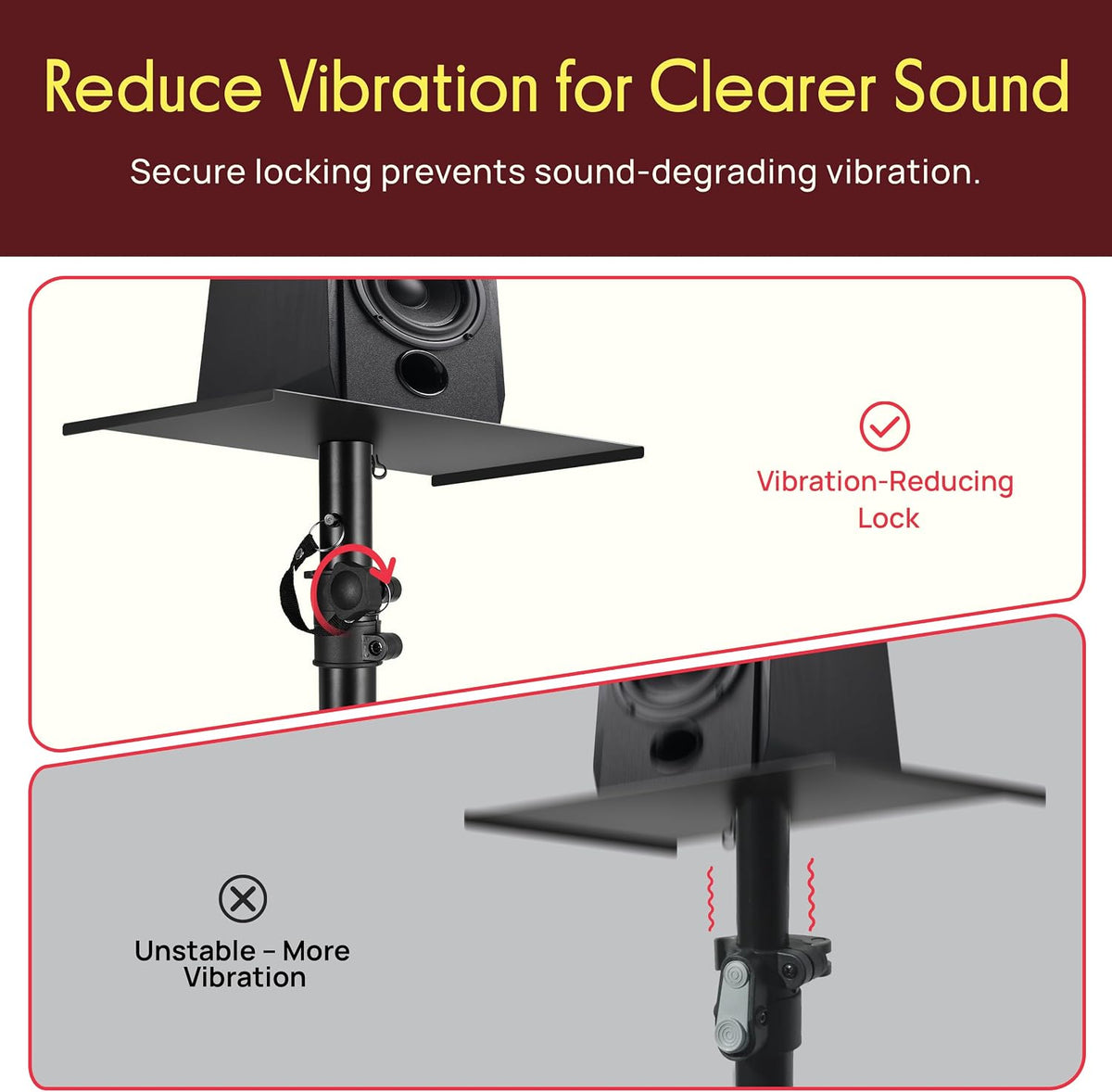 Pyle Adjustable Speaker Stand Pair – Dual Studio Monitor Tripod with Metal Ba...
