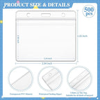 Qilery 500 Pcs Horizontal Badge Holder Clear Name Badge Holders Sealable - Image 2