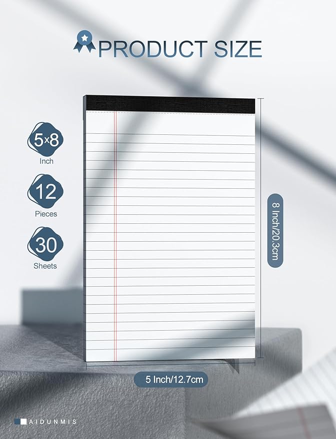 12 Pack Note Pads 5x8 Small Legal Pads White Notepads 5x8 Inch 80 GSM Paper Pads - Image 2