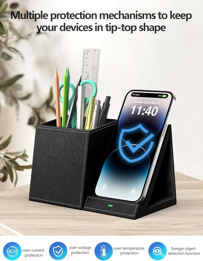 Pen Holder with Wireless Charger, Compatible with iPhone 17/16/15/14/13/12/11/8 - Image 7