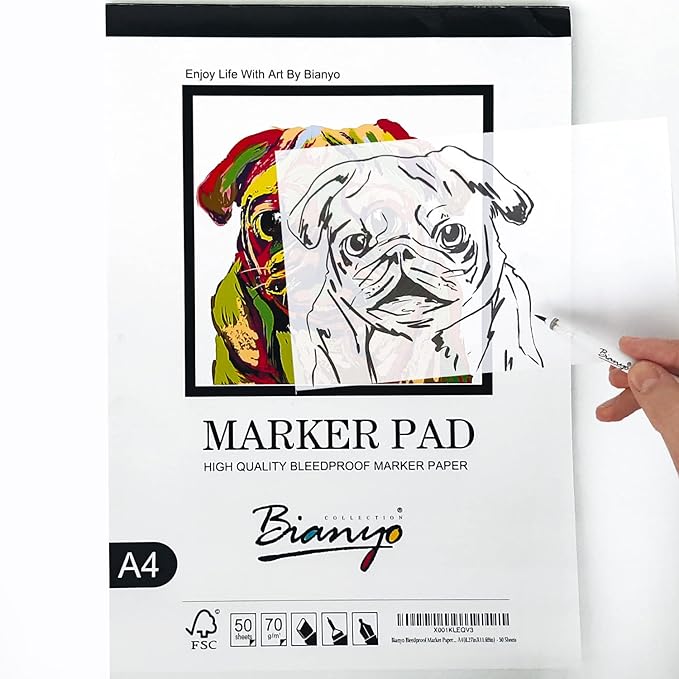 Bianyo Bleedproof Marker Paper Pad, 50 Sheets/Pad, 18 LB / 70 GSM, Glue-Bound - Image 5