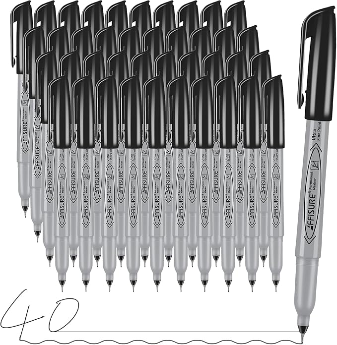 Permanent Markers, Ultra Fine Point, Fine tip permanent marker set, quick dry by Affisure