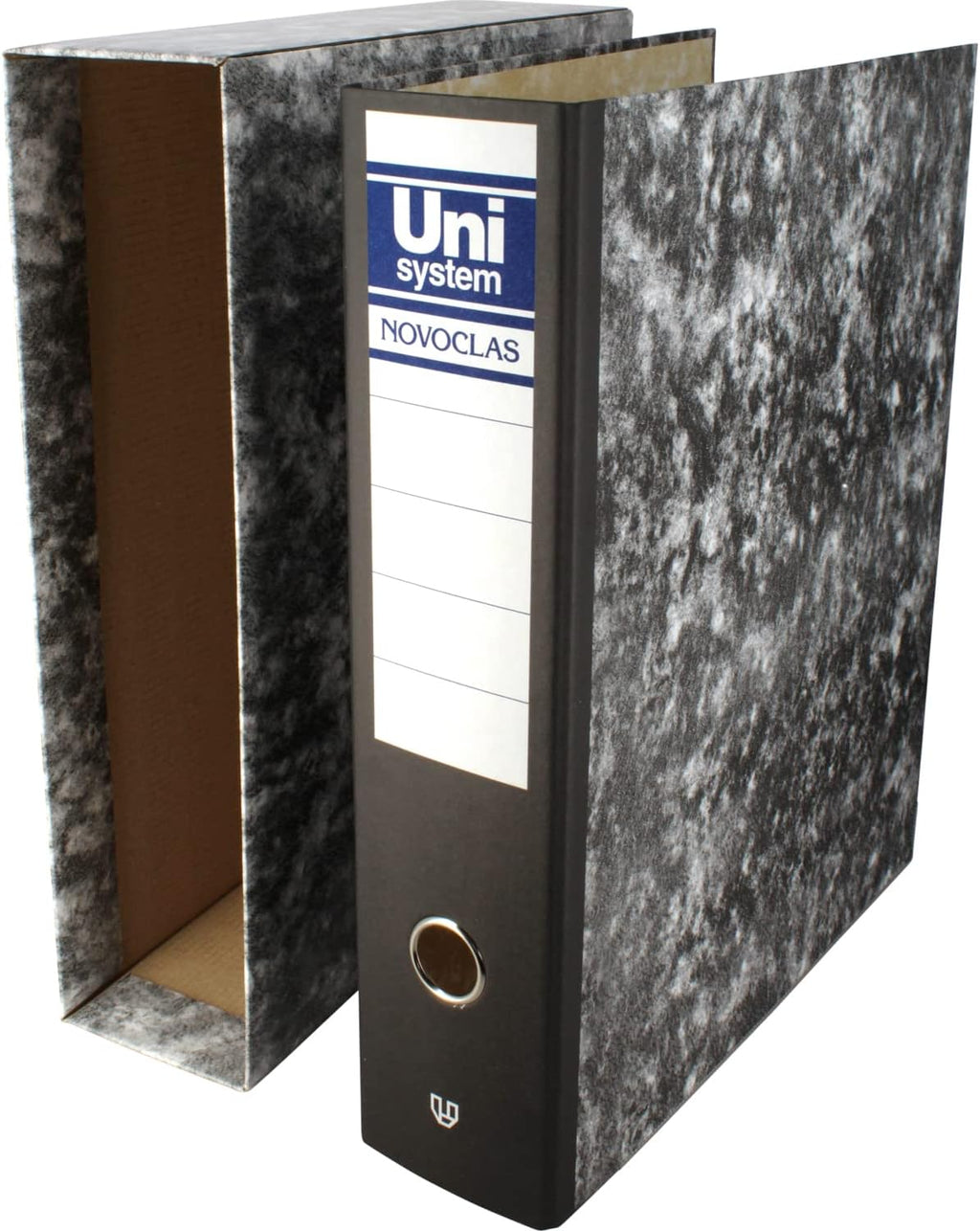 Unipapel | File Cabinet with Lever and Box | Folio Size | 65 mm Nickel Plated Rings | Ollao Front | Long Corner | 35 x 29 x 7.5 cm | Lined Cardboard | Heather | Unisystem Novoclas | FSC Certified