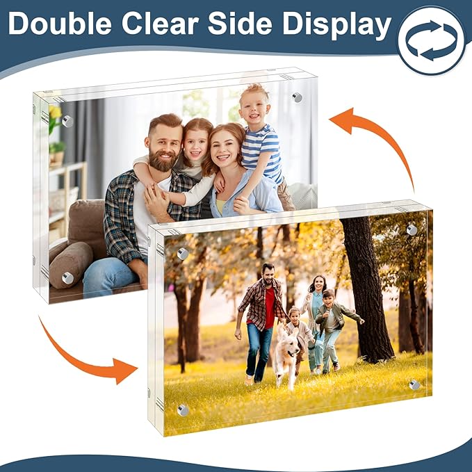 XINANDE 5x7 Acrylic Picture Frames 1 Pack, 10+10MM Premium Acrylic Photo Frame - Image 2