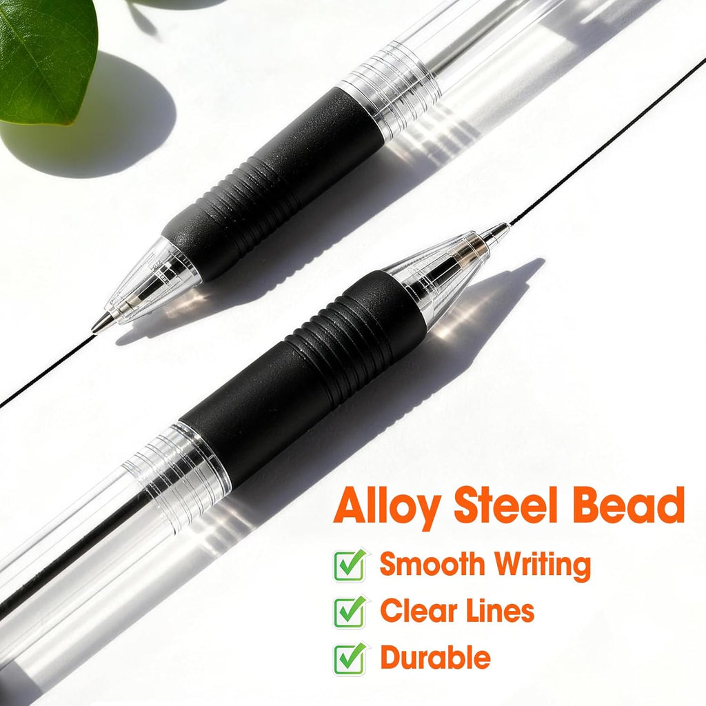 100 Pack Ballpoint Pens Bulk, Retractable Black Pens Ballpoint Medium Point 1mm with Super Soft Grip, No Bleed Ink Pens Smooth Writing, School, Office, Teacher Supplies, Best Gifts for Coworkers