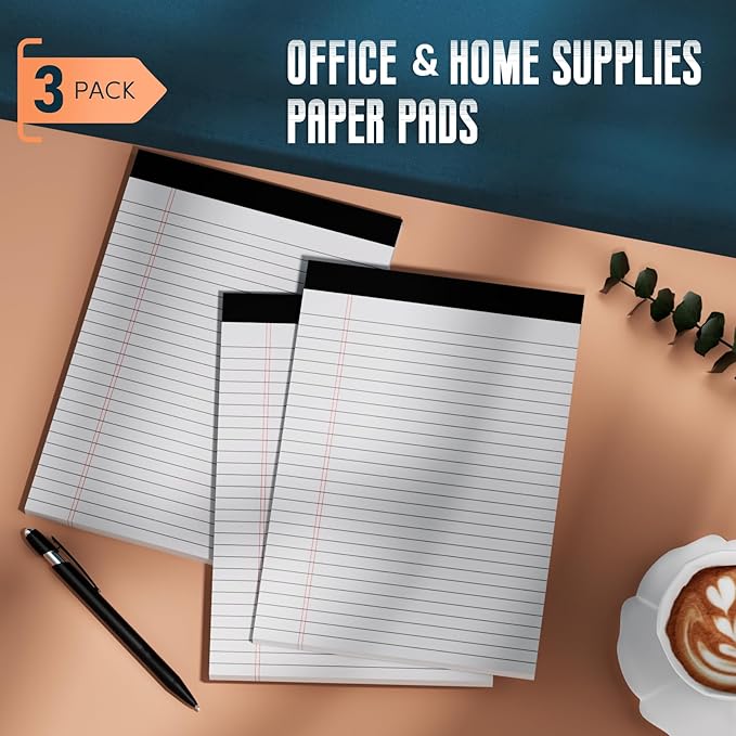 3 Pack White Legal Pads 8.5 x 11 Note Pads, Wide Ruled Notepads, Micro - Image 7