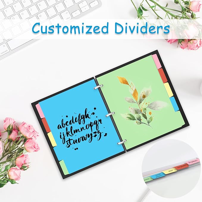 Binder Dividers for 3 Ring Binder, 1/5 Cut Tabs, Letter Size, Blank Write On - Image 6