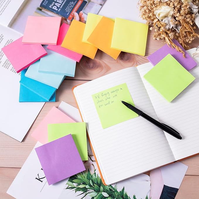 Sticky Notes 3x3, Self-Stick Pads Bright Colors Sticky Note, Recyclable - Image 3