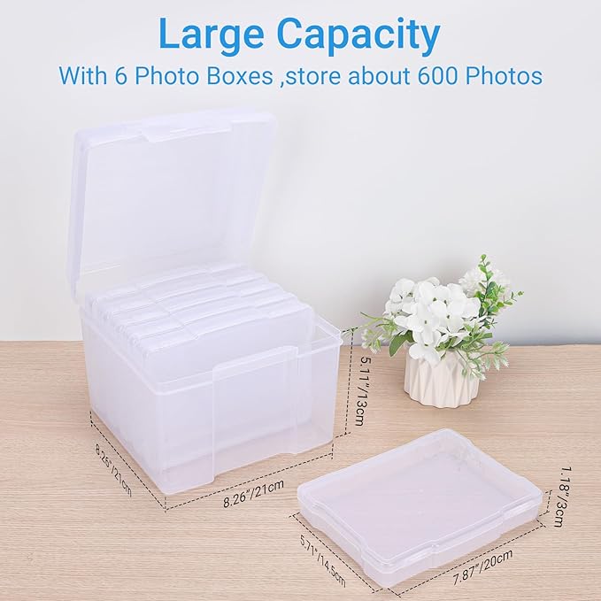 COSICS Photo Storage Box 5" x 7", Extra Large Transparent Plastic Photo - Image 2