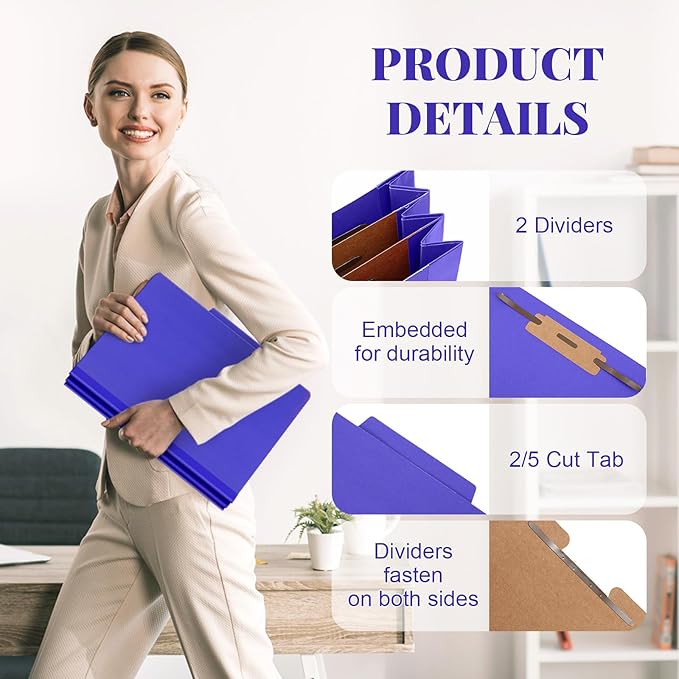 Skyygemm 36 Pcs Classification Folders Letter Size, 2 Divider Pressboard File - Image 3