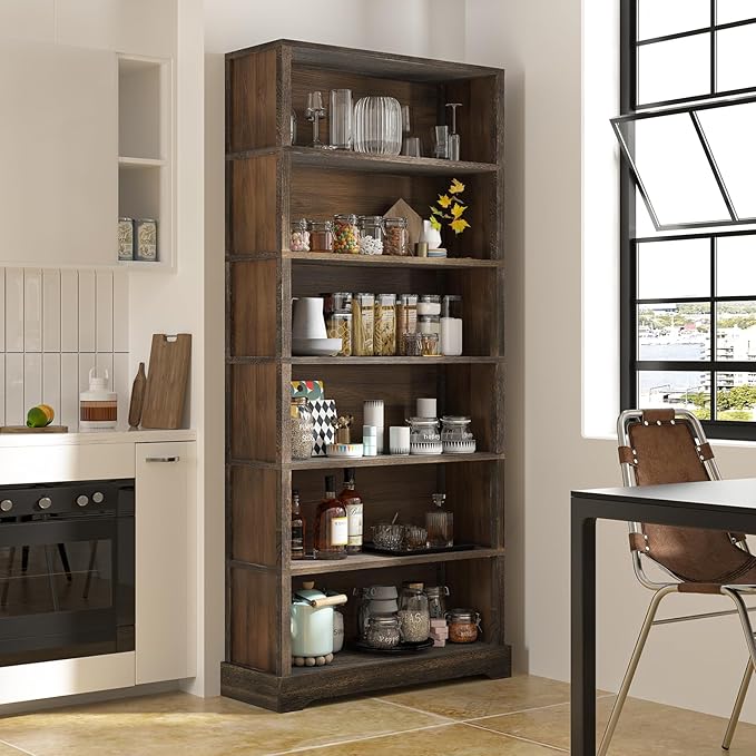 TVU 6-Tier Wooden Book Shelf, Floor-Standing Display Bookcase, 77.2" H x 31.5" - Image 7