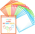 100 Pcs Oversized Clear Dry Erase Pockets Sleeves Bulk 10 x 14 Inch Erasable Ticket Holder Waterproof Sheet Protector Reusable Plastic Sleeves Document Holder for Classroom School Organization