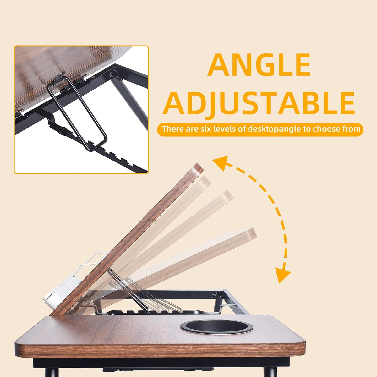 wishacc Lap Desk for Bed, Foldable Laptop Bed Tray Table with Independent Adj...
