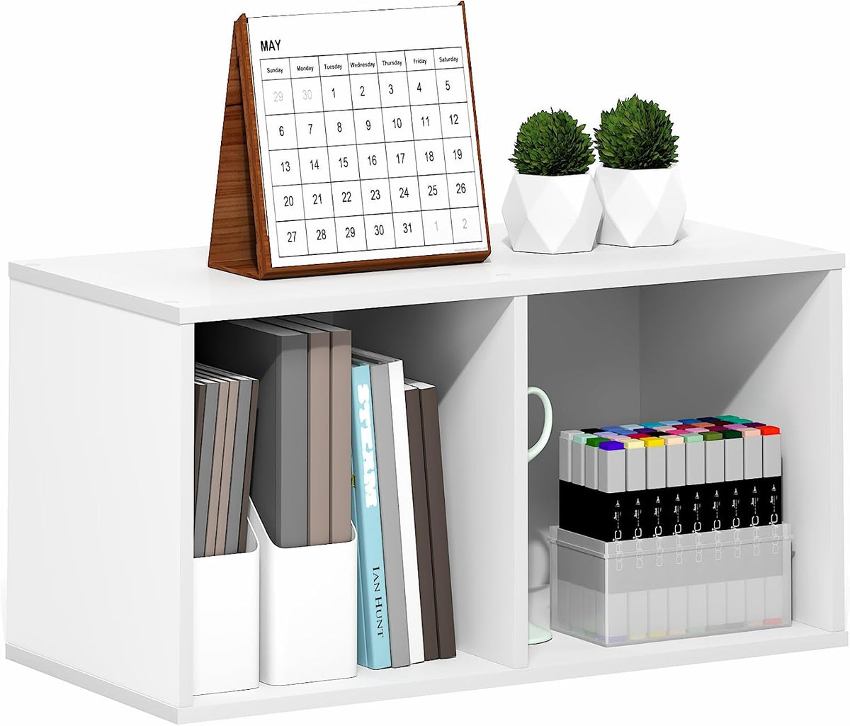 Furinno LUDER Book Shelf, 2-Cube Bookshelf, Bookcase, White