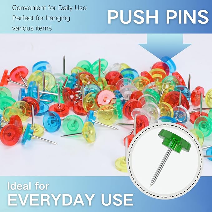 150 PCS Colored Push Pins for Wall Thumb Tacks for Walls Flat thumbtacks Push - Image 4