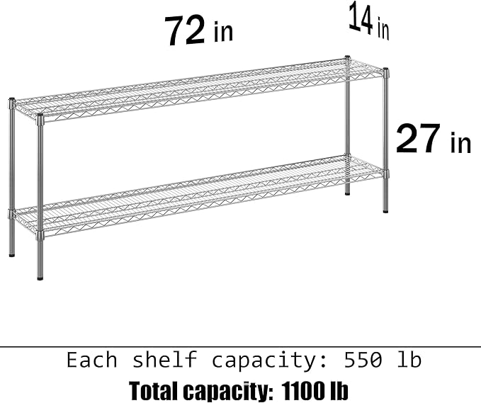 Regal Altair 14" Deep x 72" Wide x 27" Height Wire Shelving Kit | 2-Tier | NSF - Image 3