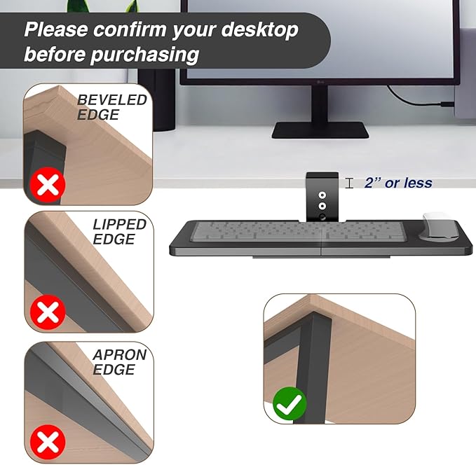 Large Under Desk Rotatable Computer Keyboard and Mouse Tray, Extra Sturdy Desk - Image 4