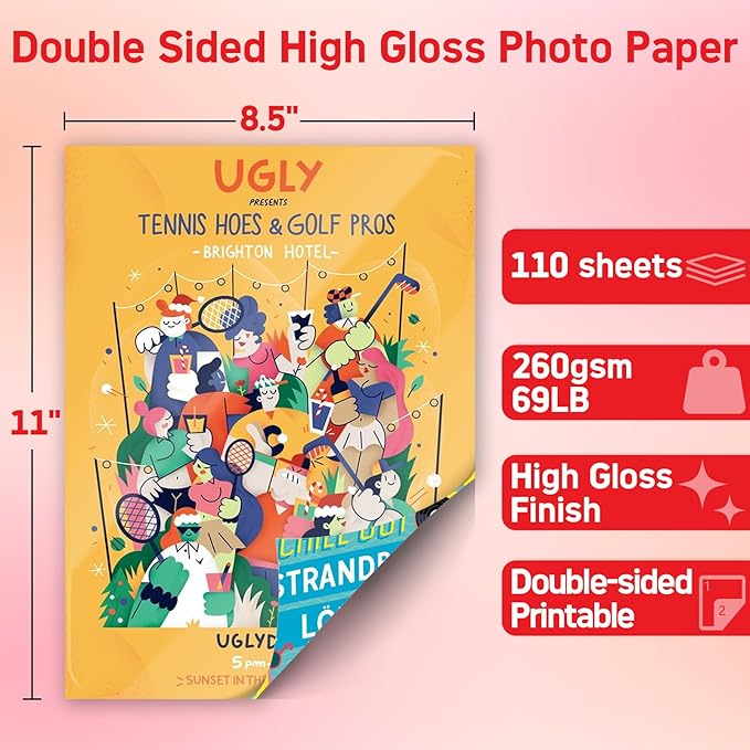 HARtwii 110 Sheets Thick Double Side Glossy Photo Paper 8.5x11 Inches 69lbs - Image 2