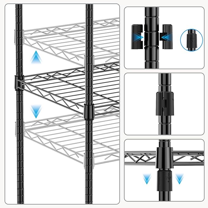 M MZG 1250 lbs 5 Tier Shelf Metal Storage Shelves Wire Rack Closet Organizers - Image 4