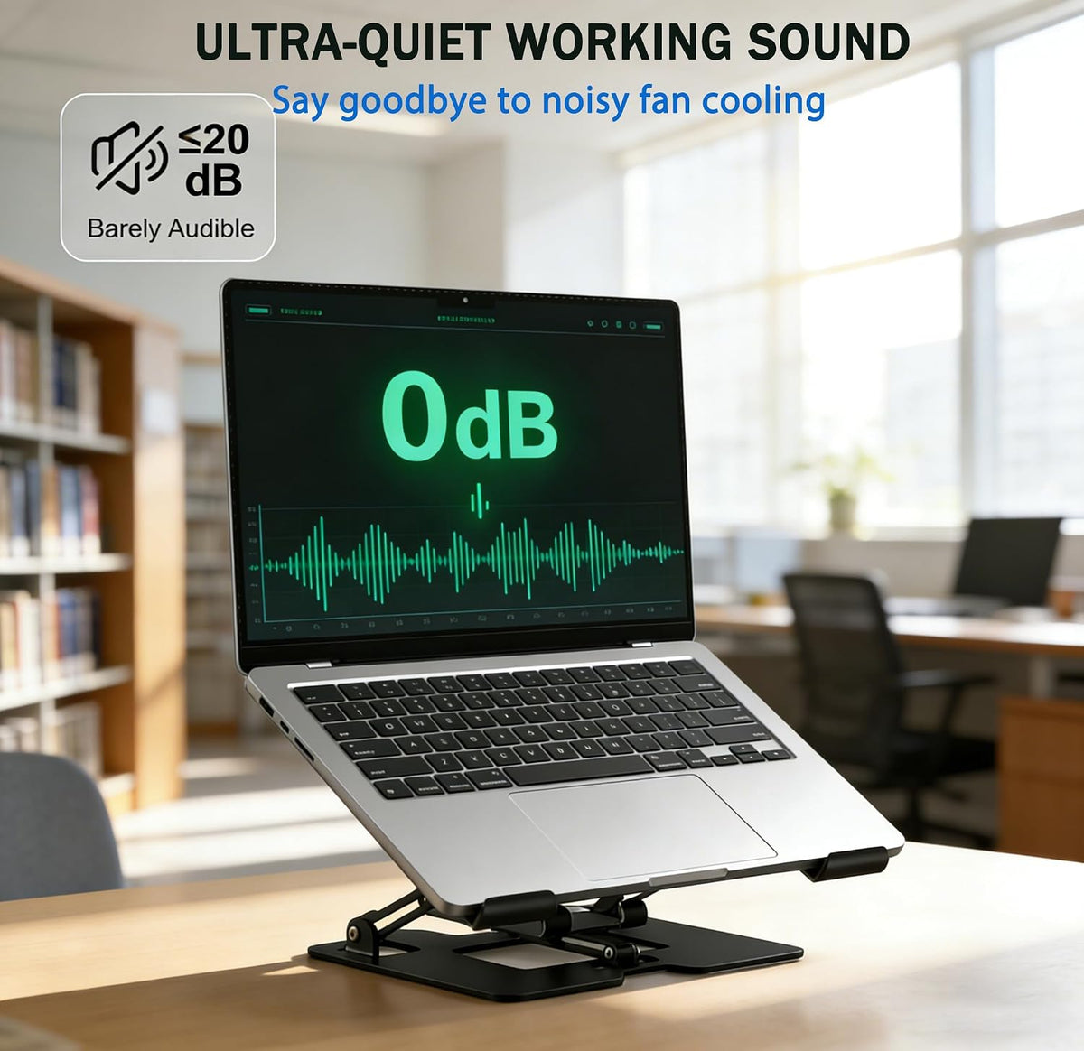 Laptop & Phone 2-in-1 Cooling Stand with Silent Fan, Adjustable Height &a...
