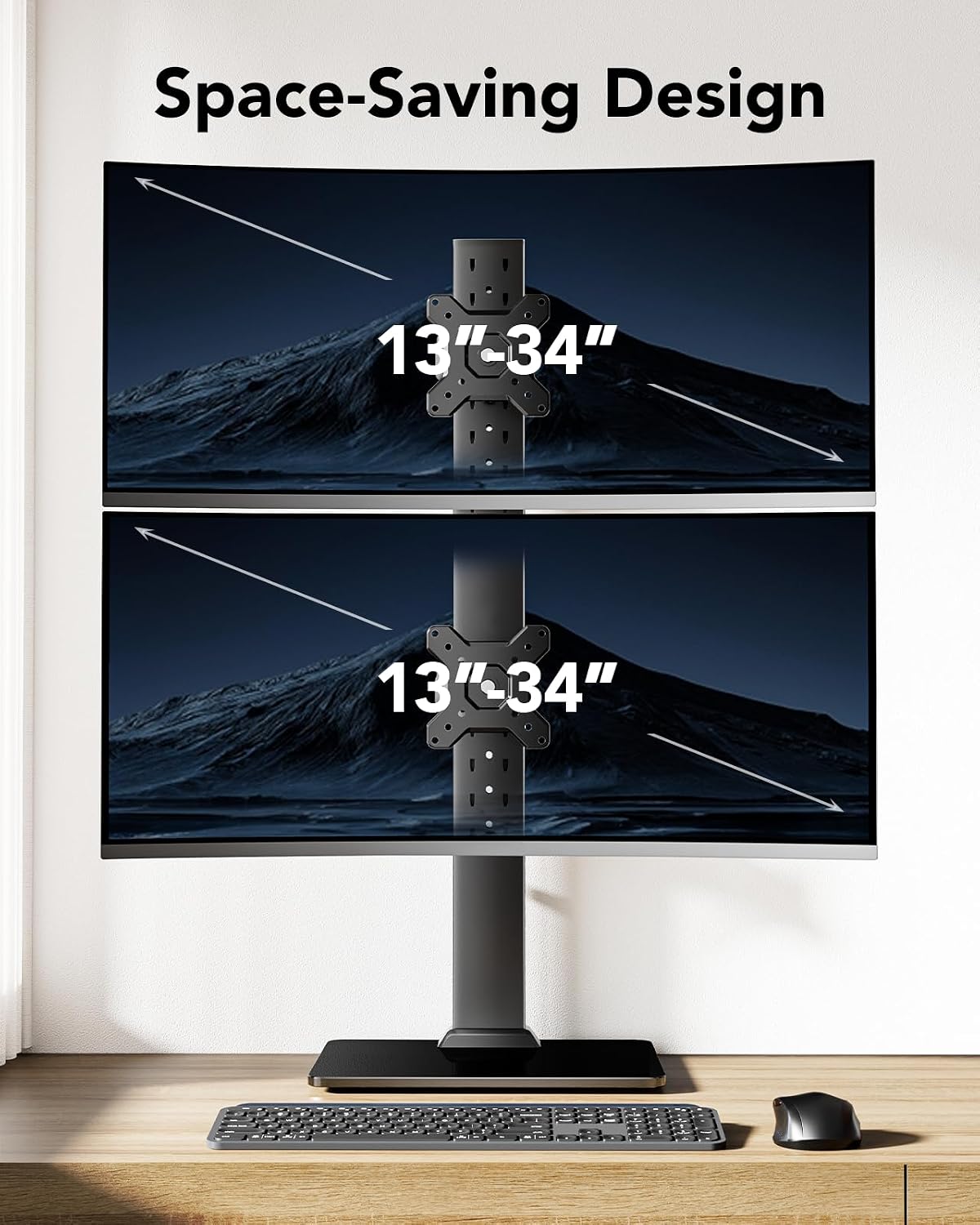 huanuo dual monitor stand for 13 to 34 shown in use