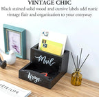 MyGift Urban Modern Mail Holder and Key Organizer Tray in Black Stained Solid - Image 2