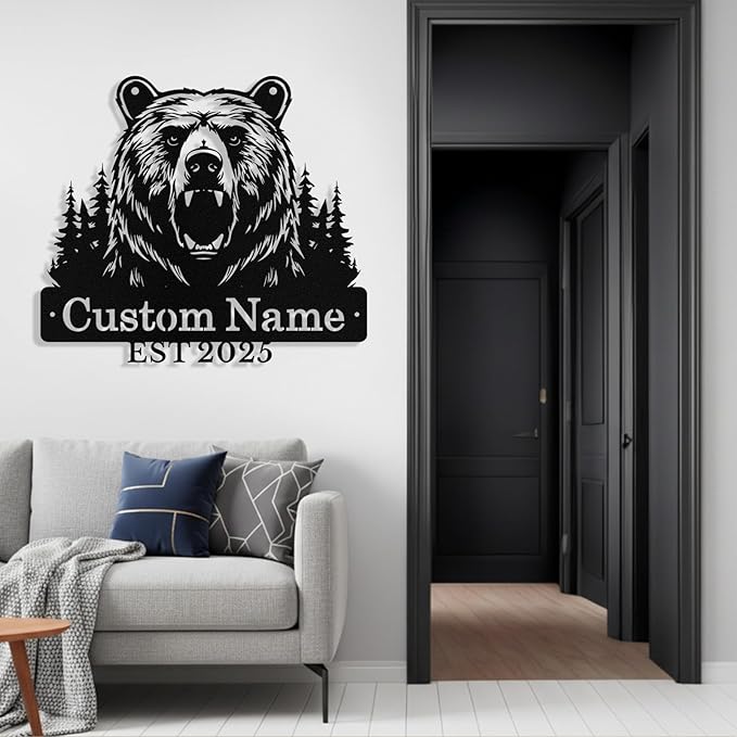 Custom Bear Metal Sign, Custom Bear Metal Wall Art Decor, Personalized Last - Image 6