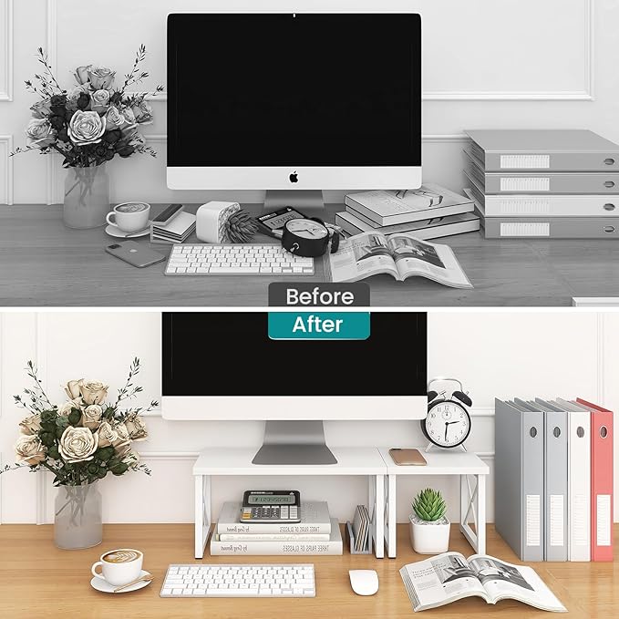 ELITEROO Wood Desktop Shelf, Freestanding Small Bookshelf Dorm Supplies - Image 4