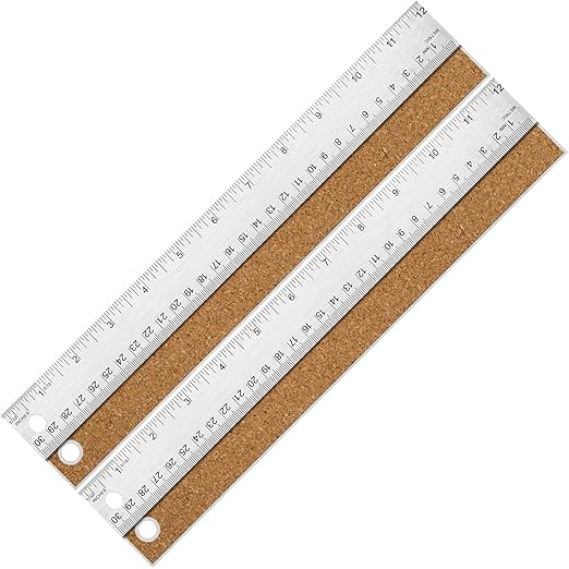Metal Ruler with Cork Backing, 12 Inch Stainless Steel Rulers 12 Inch Metal by Unknown