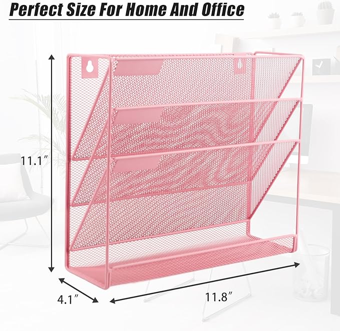 EASEPRES Desk File Organizer Mesh 4-Tier, Hanging Wall Mount Document - Image 2