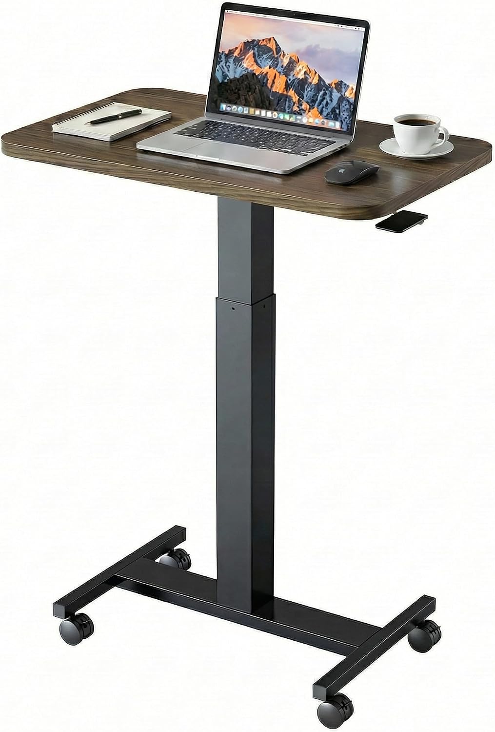 HUANUO Small Rolling Laptop Standing Desk, Height Adjustable Mobile T-Base De...