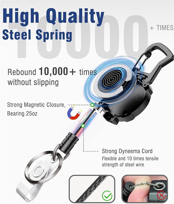 Autonomier 2Pack Heavy Duty Retractable Keychain, Unbreakable Embedded Body - Image 3