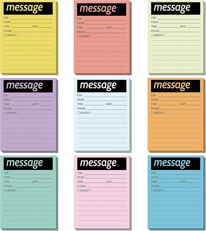Geyee 9 Pieces Telephone Message Sticky Notes Pads 4 x 5 Inch Assorted Neon by Geyee