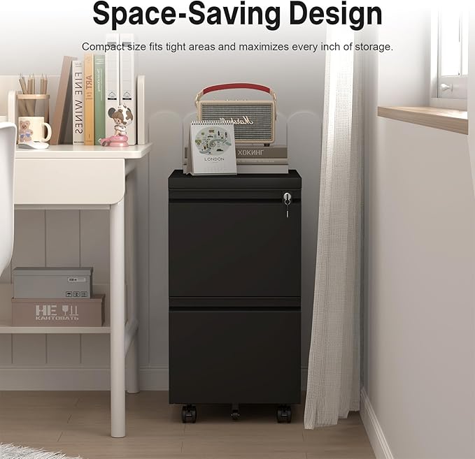 HOMOFFICE 2 Drawer File Cabinet - Image 6