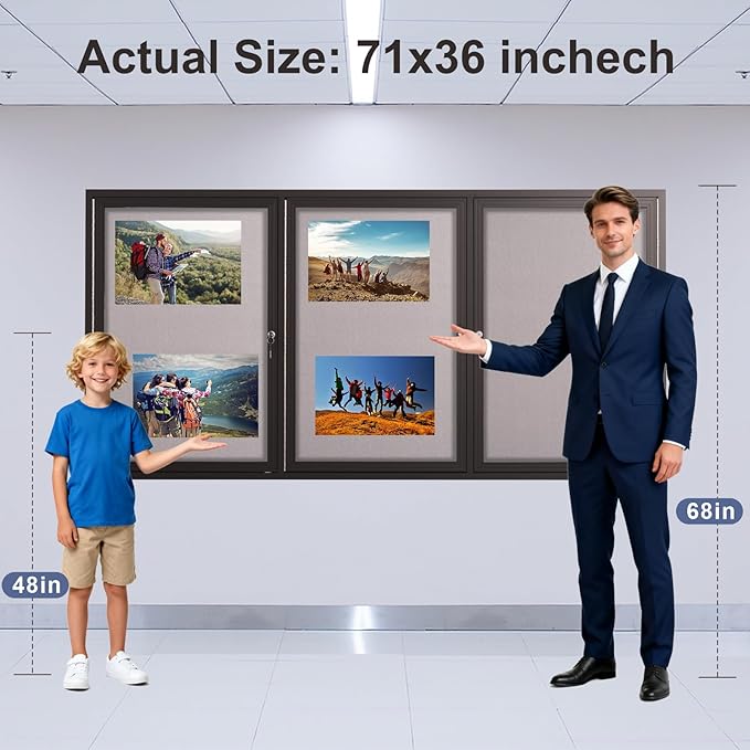 71×36 Inch Lockable Enclosed Bulletin Board, Weather-Resistant Outdoor - Image 5