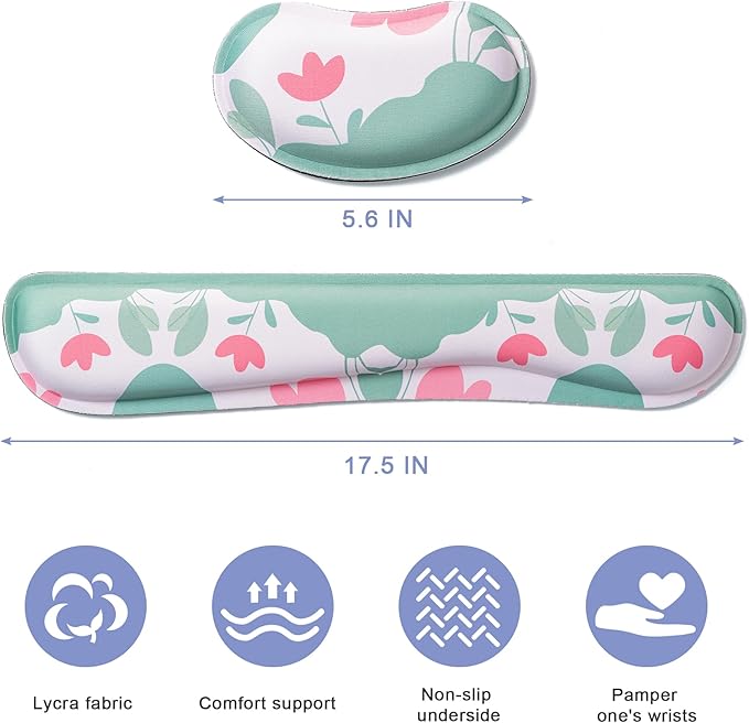 Hoewina Keyboard Wrist Rest, Ergonomic Wrist Rest, Superfine Fabric and Gel - Image 2