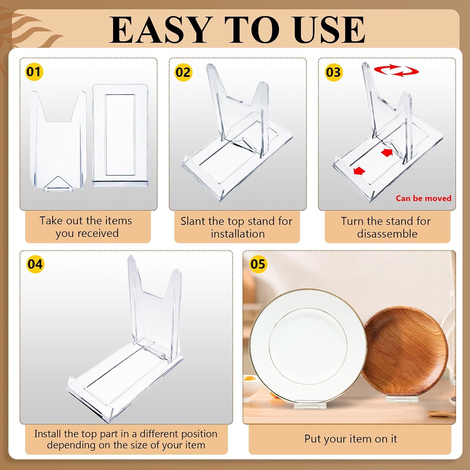 12 Pack Clear Acrylic Adjustable Desktop Book Stand & Display Easel for Tablet Phone Clutch Bag Plate Artwork Magazine Picture Comic Album CD Postcard - Home Office Back to School