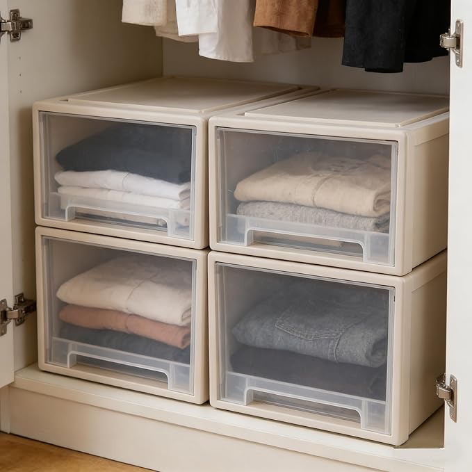 Buyitt 4-Pack 19 Quart Stacking Drawer, Stackable Modular Plastic Drawers - Image 2