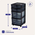 HOMZ 2-Pack Drawer Tower, 4-Tier Clear Plastic Storage Organizer Cart, and - Image 2
