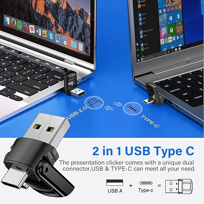 Presentation Clicker with Case Storage, Wireless Presenter Remotes with USB-A&C - Image 7
