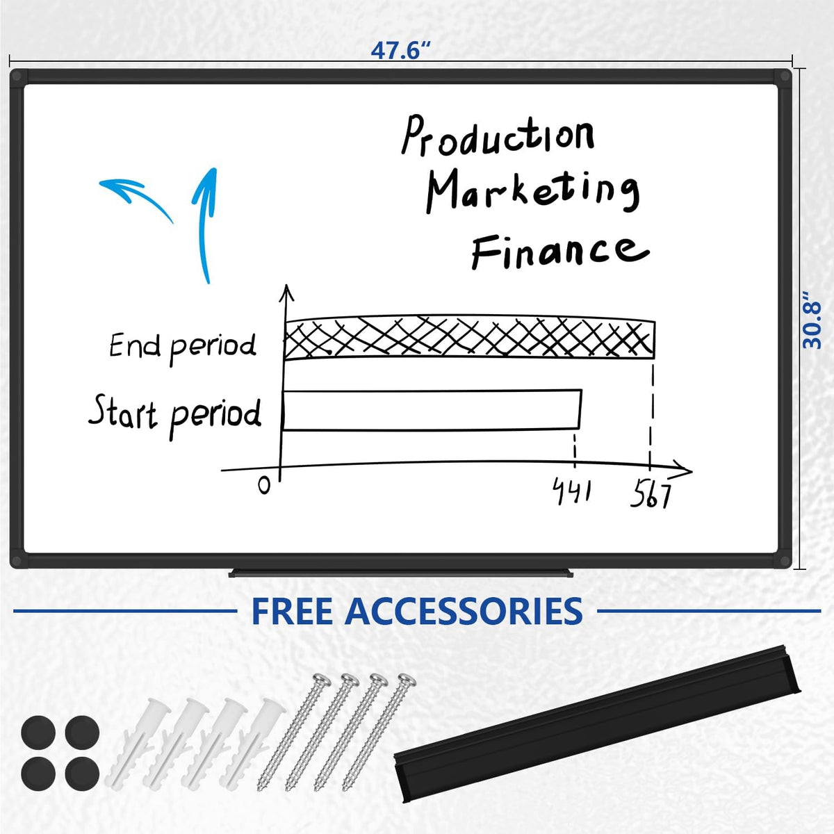 XBoard Magnetic White Board Dry Erase 48 x 31 Inches