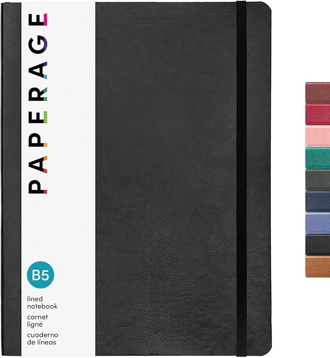 PAPERAGE Softcover Lined Journal Notebook, 176 Pages, Large B5 College Ruled by PAPERAGE