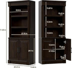 72" Roman Column Bookcase with Double Door Cabinet, 5 Tiers Tall Bookshelf - Image 2